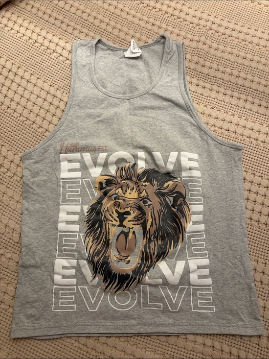 hummus fit Other - Men's Gray 'Evolve' Lion Graphic Tank Top New Size L